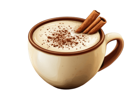 ein Tasse von Kaffee mit Zimt und Zimt Stöcke png