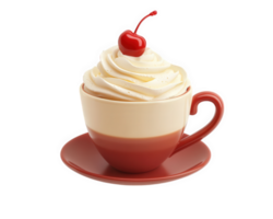 A cup of whipped cream with a cherry on top png