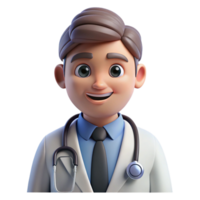 elegant artistic Portrait of a doctor with a stethoscope, focused and determined, with cool, clinical lighting, in a realistic style professional png
