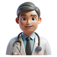stunning artistic Portrait of a doctor with a stethoscope, focused and determined, with cool, clinical lighting, in a realistic style professional png