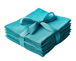 A stack of blue napkins wrapped with a bow png