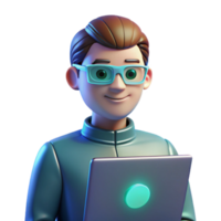 vibrant artistic Portrait of a programmer with a laptop, coding, with glowing screen light and a futuristic atmosphere, in a cyberpunk style professional png
