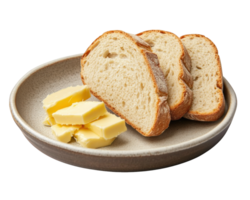 A bowl of bread and butter on a black background png