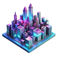 serene abstract A futuristic cityscape composed entirely of interconnected circuit boards and glowing data streams, illuminated by vibrant pink and teal neon lights, synthwave style genuine png