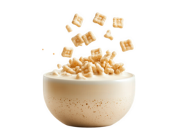 A bowl of cereal with cereal pieces falling out png