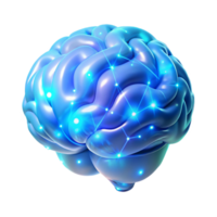 beautiful creative A holographic projection of a human brain, pulsating with vibrant energy and data streams, lit by an ethereal blue glow, bioluminescent style original png
