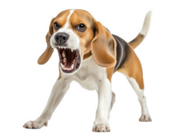 A beagle dog with its mouth open on a black background png
