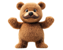 A brown teddy bear with a mustache png