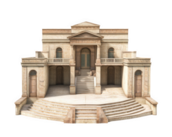 A model of a building with steps and a balcony png