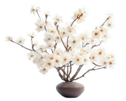 A vase with white flowers in it on a black background png