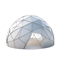 A partially disassembled geodesic dome structure, architectural model, 3D render, modern design, futuristic building, innovative construction, geometric framework png