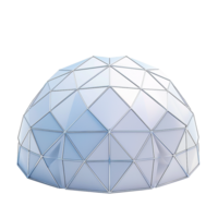 Geometric Glass Dome Structure Architectural Design 3D Render png