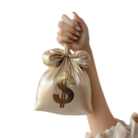 Wealth and Prosperity Symbol with Money Bag in Hand for Business Use png