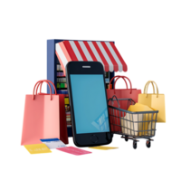 Online Shopping App Display on Transparent Background for Business Use png