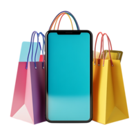 Digital Storefront on Smartphone for Online Retail and E-commerce Graphics png