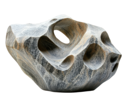 Unique rock sculpture with abstract form, showcasing natural textures and shapes, isolated on transparency background, perfect for artistic displays png