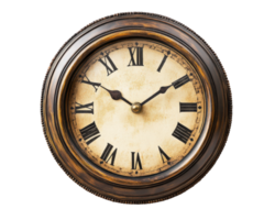 Vintage wall clock with Roman numerals and ornate wooden frame, showcasing timeless elegance and classic design. Perfect for adding character to any space png