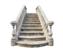 Grand stone staircase leading to nowhere, isolated on transparency background, evokes sense of mystery and elegance. intricate details and weathered texture add character png