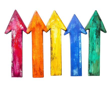 bunt Pfeile zeigen im anders Richtungen erstellen beschwingt visuell. diese Pfeile symbolisieren Richtung, Auswahl, und Bewegung, Herstellung Sie Ideal zum verschiedene kreativ Projekte png