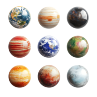 Colorful Planetary Set on Transparent Background for Astronomy and Space Graphics png