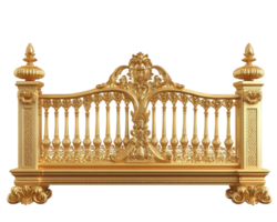Luxurious golden ornate bridge with intricate patterns and details, showcasing craftsmanship and elegance. Perfect for architectural design and decorative elements png