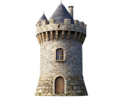 A stone tower with a door and windows png