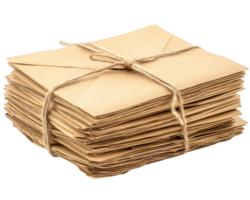 A stack of brown envelopes tied with twine png