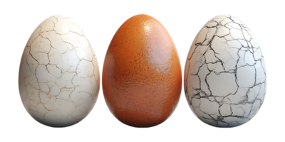 Set of Realistic Brown Eggs from Front and Top View Against Transparent Background for Food Branding, Cooking Illustrations, or Culinary Designs png