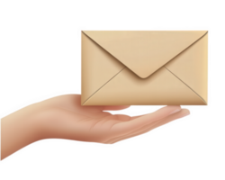 Hand holding envelope on black background png