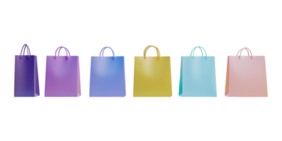 Set of Realistic 3D Rendered Shopping Bags in Different Styles Against Transparent Background for E-commerce Branding, Retail Advertisements, or Business Promotions png