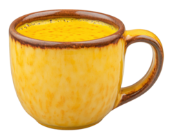 A mug of yellow liquid on a black background png
