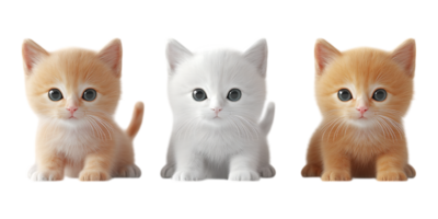 Pack of Realistic 3D Baby Cats in Different Styles on Transparent Background for Pet BrandingPack of Realistic 3D Baby Cats in Different Styles on Transparent Background for Pet Branding png