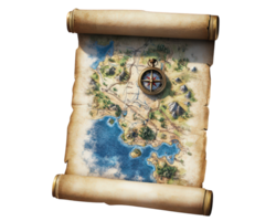A scroll with a map on it png