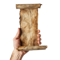 A Hand Holding an Ancient and Fragile Parchment Scroll png