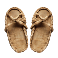 Ancient Rope Sandals Made of Natural Burlap Fabric and Woven Cord png