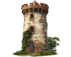 A castle tower with a door and windows png