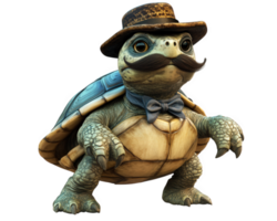 A turtle wearing a hat and tie png