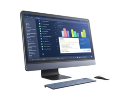 A desktop computer with a monitor, mouse and keyboard png