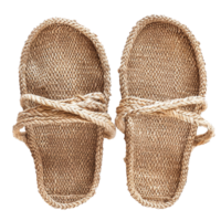 A pair of handmade jute rope sandals with woven texture png