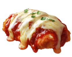 A chicken parmigiana with cheese and sauce png
