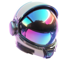 An astronaut helmet with a rainbow colored reflection png