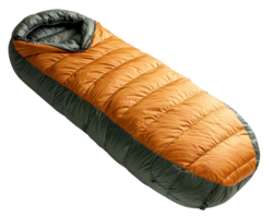 A sleeping bag with an orange and gray color png