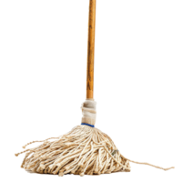 A Classic String Mop with a Wooden Handle Ready for Cleaning png