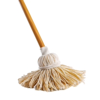 A Traditional String Mop with a Wooden Handle for Effective Floor Cleaning png