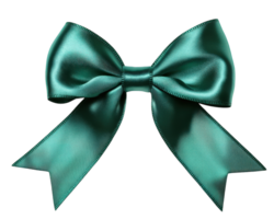 A green satin bow on a black background png
