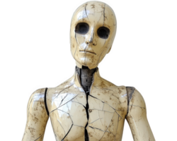 A mannequin with a broken neck and a broken face png