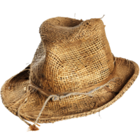 A Worn and Weathered Straw Hat, Rustic and Vintage, Showing Signs of Age and Use png