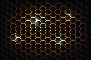 Abstract Background technology hexagon shape on yellow neon background vector