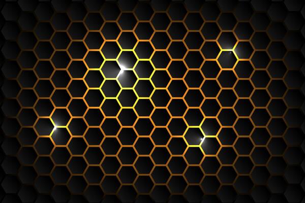 Abstract Background technology hexagon shape on yellow neon background