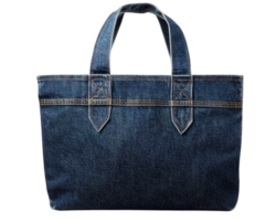 A denim tote bag with a zipper closure png